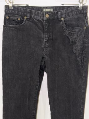 American Living Revere Black Bootcut Jeans Size 8 Denim Lace 5-Pocket